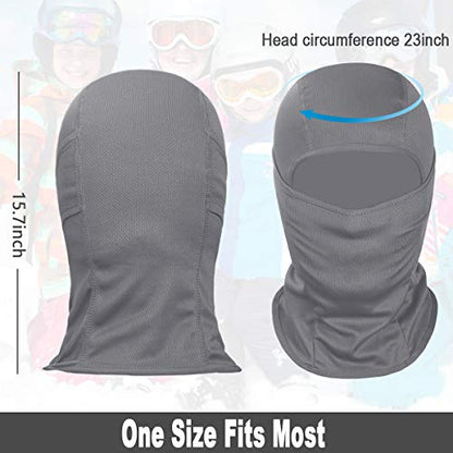 Achiou Ski Mask for Men and Women, Lightweight UV Balaclava Face Cover - color: Gray