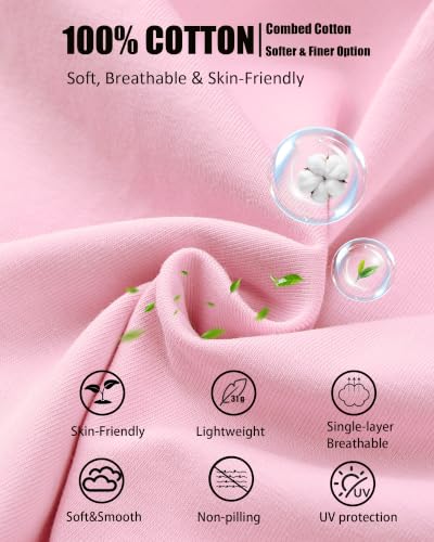 ROYBENS 100% Cotton Thin Slouchy Beanie Hat Women Men Lightweight Chemo Cap - color: 1pcs-pink