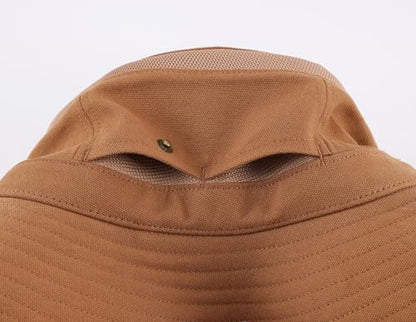 Home Prefer UPF 50+ Wide Brim Sun Hat Mesh Crown Foldable Cotton Bucket Cowboy Hat for Men Safari Golf Fishing Beach Garden - color: Brown, size: Medium