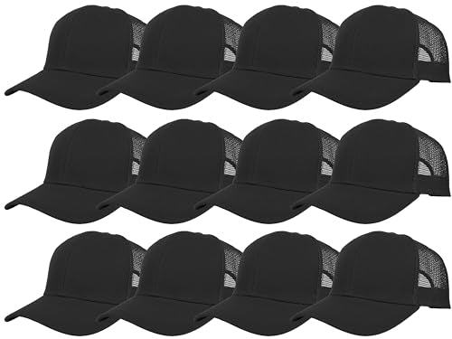 Gelante Mesh Trucker Hat Baseball Cap Structured Front Panel Wholesale LOT 12 Pack - color: Black