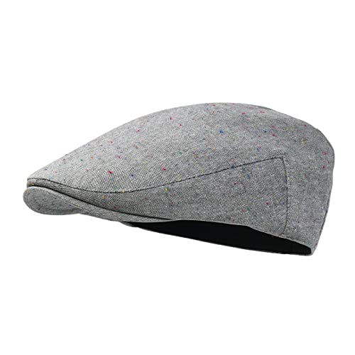 STARANCE Men Thin Cotton Gatsby Newsboy Cap - color: Flecked Grey, size: 7 3/4