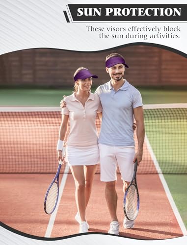 12 Pack Sun Visor Hats Softball Adjustable Cap Sun Protection for Women Men - color: Purple