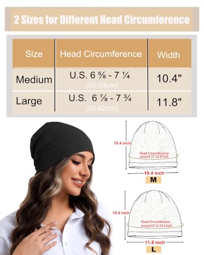 100% Cotton Summer Beanie for Men Women, Thin Soft Slouchy Beanies - color: 1pcs-black, size: Large