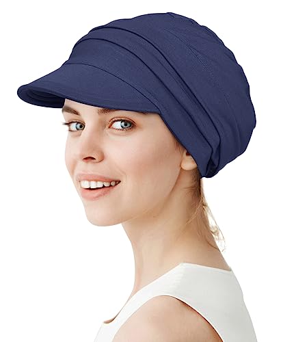 Alnorm Super Soft Breathable Viscose Slouch Hat Oversized Baseball Cap for Women - color: Navy Blue