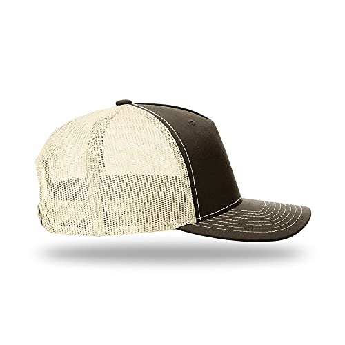 Richardson 112FP & 112PFP Classic Fit Five-Panel Snapback Trucker Cap |OSFM - color: Chocolate Chip/Birch
