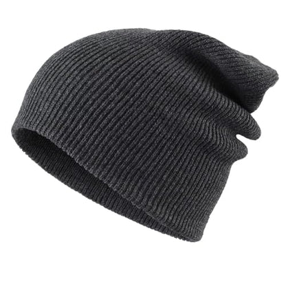 Connectyle Thick Cuffed Beanie for Men & Women Double Layer Knit Winter Hat Acrylic Watch Hat Warm Stocking Skull Cap - color: Dark Grey