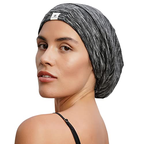 YANIBEST Slouchy Beanie Hat Satin Lined Sleep Cap Chemo Headwear Caps - color: Dark Blue, size: Large