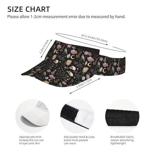 Sports Sun Visor Hat for Men Women, Adjustable Breathable Golf Tennis Cap - color: Magic Witch