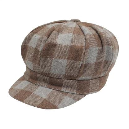 ZLYC Women Classic Newsboy Cap Visor 8 Panel Gatsby Cabbie Paperboy Hat - color: Plaid Coffee