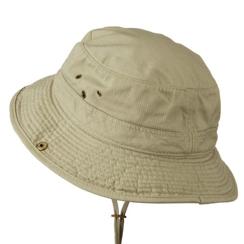 e4Hats.com Big Size Camouflaged Brim Cotton Washed Bucket Hat - color: Khaki, size: X-Large-XX-Large