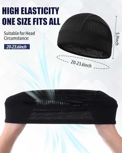 6pcs Cool Skull Cap for Men Breathable Mesh Helmet Liner - color: Black, White, Gray, Navy Blue, Royal Blue, Green