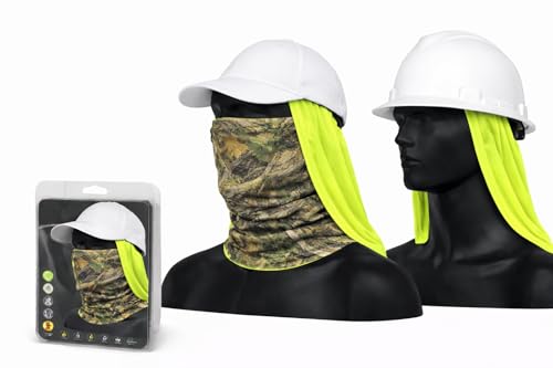 Sun Protection 3-In-1 Shade for Head with Built-In Neck Gaiter & Face Mask | Evaporative Cooling | Sun Guard | Neck Drape - color: Camo Yellow (Non-municipal Color)