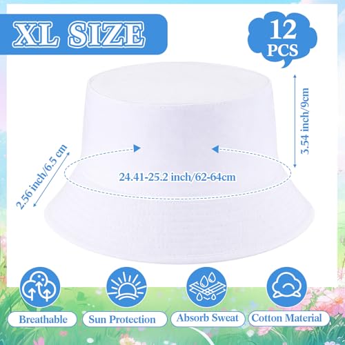 12/24/36 Pcs Bucket Hats for Men Women Bulk - color: White, size: Large