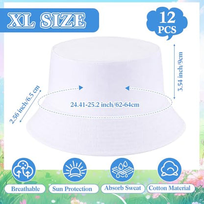 12/24/36 Pcs Bucket Hats for Men Women Bulk - color: White, size: Large