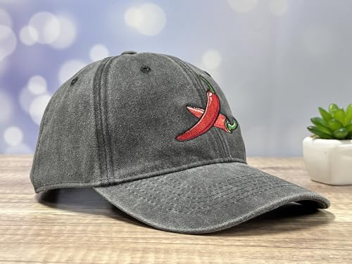 Adjustable Embroidery Hat for Men Women, Gift Baseball Cap for Adult - color: Red Chili Peppers (Washed Black)