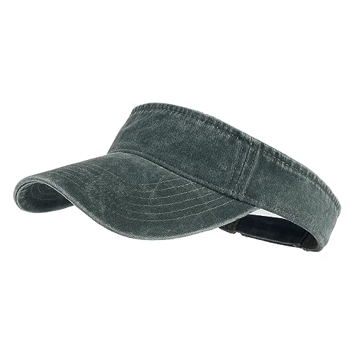 HH HOFNEN Sports Sun Visor Hats Cotton Adjustable Golf Caps for Men Women - color: #1a Darkgreen