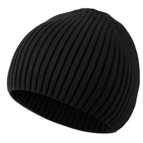 ROYBENS Wool Beanie for Men Women, Seamless Knit Warm Winter Hat Skull Caps - color: 1pcs-black