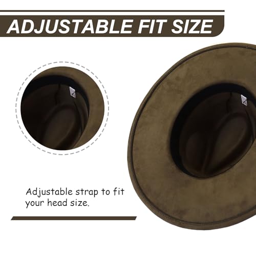 Fedora Hats for Women Man with Big Wide Brim Classic Suede Panama Hat Western Outdoor hat - color: Army-green