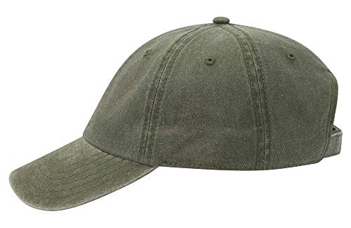 OTTO Garment Washed Pigment Dyed Cotton Twill 6 Panel Low Profile Dad Hat - color: Ol. Green