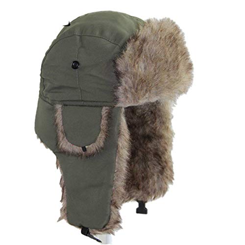 ASWER Trapper Warm Russian Trooper Hat Winter Skiing Cap Women Men Windproof - color: Green