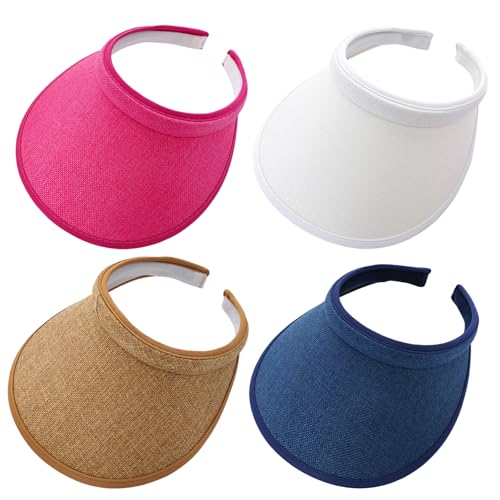 4 Pcs Wide Brim Sun Visor Hat for Beach Summer Women