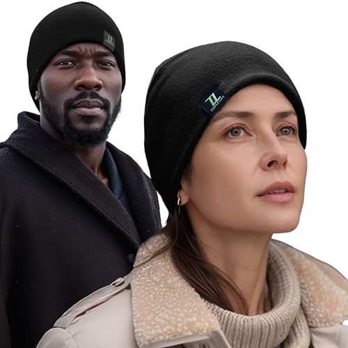 Temple Tape Tactical Fleece Watch Cap Beanie – Skull Cap Fleece Hat - Mens & Women - color: Black, size: One Size