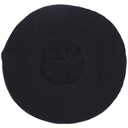BYOS Chic French Style Lightweight Soft Slouchy Knit Beret Beanie Hat in Solid - color: 2-pack Brown & Black