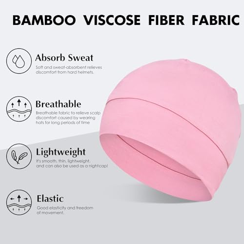 FocusCare 2Pcs/4Pcs 100% Viscose Beanies for Men Women Helmet Liner Lightweight Sleeping Cap for Chemo Hair Loss - color: Red & Burgundy