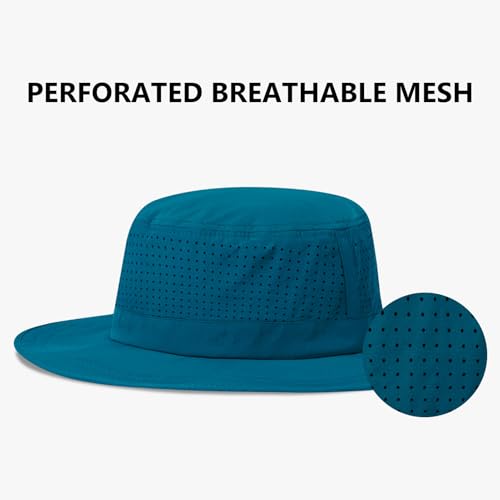 UPF 50+ Bucket Sun Hat with Laser Perforated Mesh Cooling Adjustable Breathable Lightweight for Outdoor Men Women - color: Fjord Blue