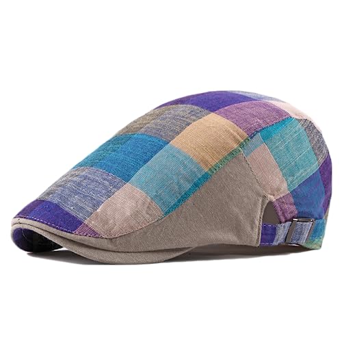 2 Pack Mens Newsboy Flat Cap Plaid Ivy Gatsby Cabbie Driving Golf Hat Beret - color: 2 Pcs Set a