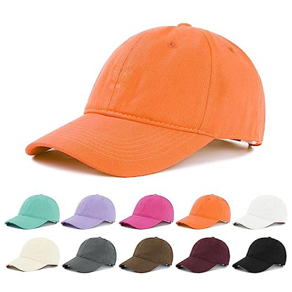 American Trends Women's Cotton Baseball Cap Soft Unstructured Plain Dad Hat - color: Orange