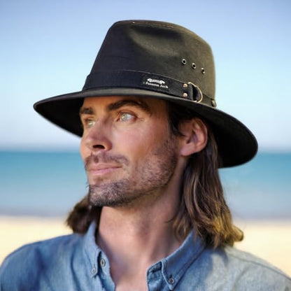 Panama Jack Men's Original Canvas Safari Sun Hat, UPF 50+ Sun Protection Cap, 2.5" Brim - color: Black, size: Small