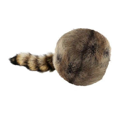 Women's Russian Cossack Hat with Raccoon Tail Furry Trapper Hat Plush Warm Winter Hats for Hunting Faux Fur Ski Cap - color: Deep Brown