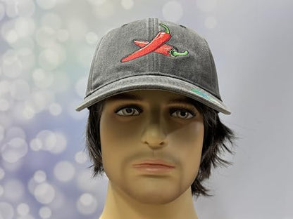 Adjustable Embroidery Hat for Men Women, Gift Baseball Cap for Adult - color: Red Chili Peppers (Washed Black)