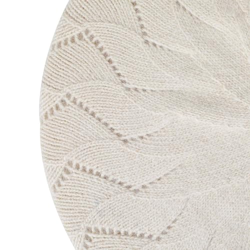 ZLYC Women French Beret Hat Reversible Solid Color Knit Warm Artist Cap - color: Solid Cream White