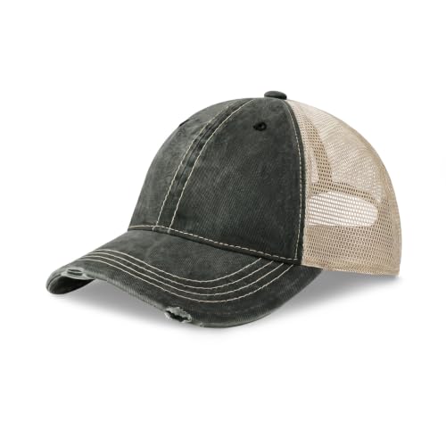CHOK.LIDS Washed Trucker Hat Unstructured Distressed Pigment Dyed Cap - color: (Charcoal)