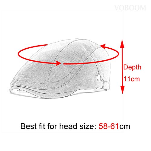 VOBOOM Men Cotton Newsboy Beret Hat Duckbill Buckle Cabbie Cap - color: Cotton-army Green