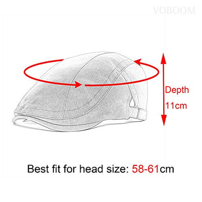VOBOOM Men Cotton Newsboy Beret Hat Duckbill Buckle Cabbie Cap - color: Cotton-army Green
