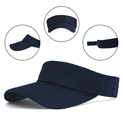 HH HOFNEN Sports Sun Visor Hats Cotton Adjustable Golf Caps for Men Women - color: #1b Navy