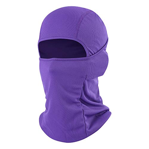Balaclava Face Mask Adjustable Windproof UV Protection Hood - color: Purple