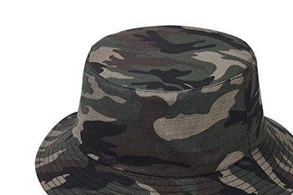 Quanhaigou Bucket Hat for Men Women,Packable Reversible Printed Sun Hats,Fisherman Outdoor Summer Travel Hiking Beach Caps - color: Camouflage