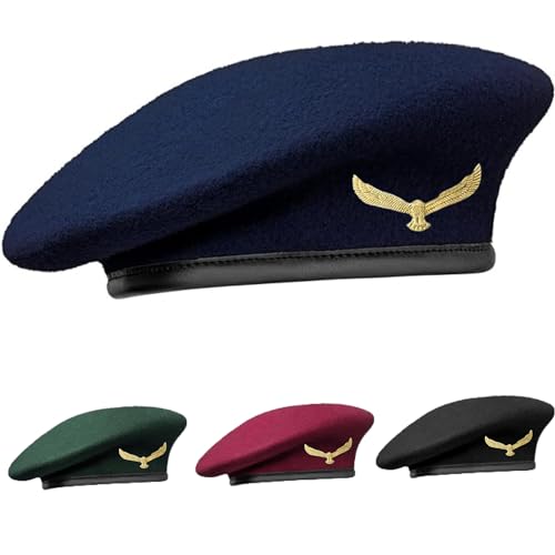 SILAK Traditional Army Style Cap with Metal Eagle Badge – Che Guevara Inspired, Woolen French Beret Hat for Men and Women - color: Blue