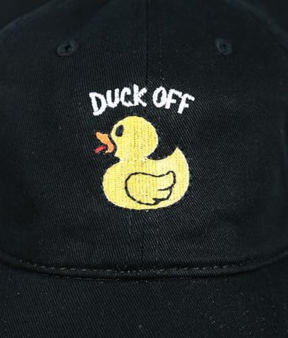 Riot Society Mens Embroidered Adjustable Dad Hat - color: Duck Off Embroidered (Black)