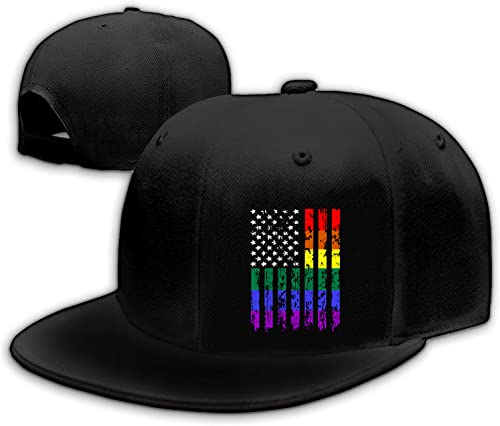 Horror Skull Hat Snapback Hat for Men Women Black Adjustable Classic Adult Baseball Cap Flat Bill Hip Hop Cap - color: Gay Flag