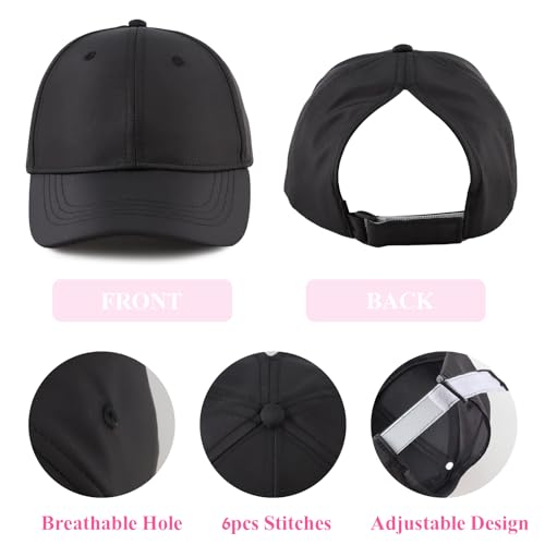 Zsedrut Girls Glitter Baseball Cap Kids Adjustable Ponytail Hat Toddler Summer Mesh Trucker Hats - color: Pure Black