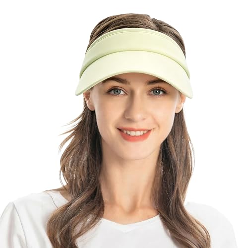 ZLYC Print Sports Sun Visors for Women Girls - color: Solid Lime Green