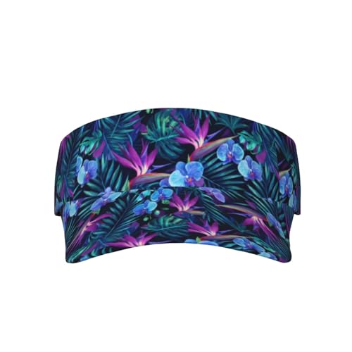 Unisex Sports Sun Visor Hats Adjustable Lightweight Packable Printed Empty Top Cap for Running Pickleball Golf Tennis - color: Tropical Purple Floral