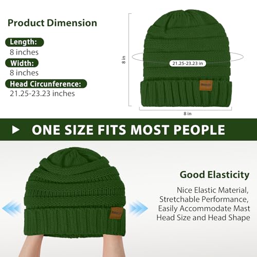 ZOORON Womens Winter Hat Slouchy Beanies for Women Cable Knit Beanie Hats - color: 1pack- Green
