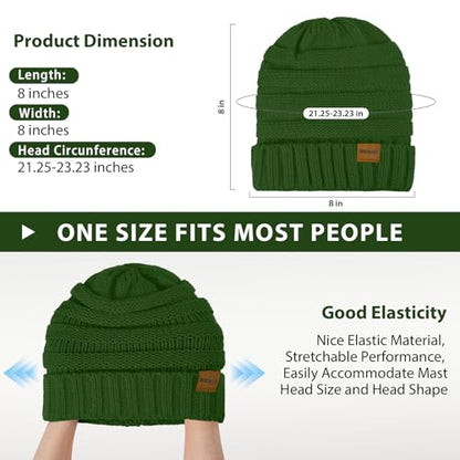 ZOORON Womens Winter Hat Slouchy Beanies for Women Cable Knit Beanie Hats - color: 1pack- Green