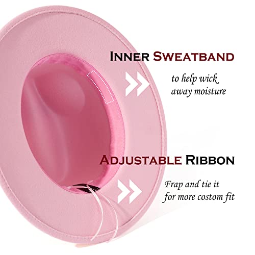 Lisianthus Women Belt Buckle Fedora Hat - color: Pink